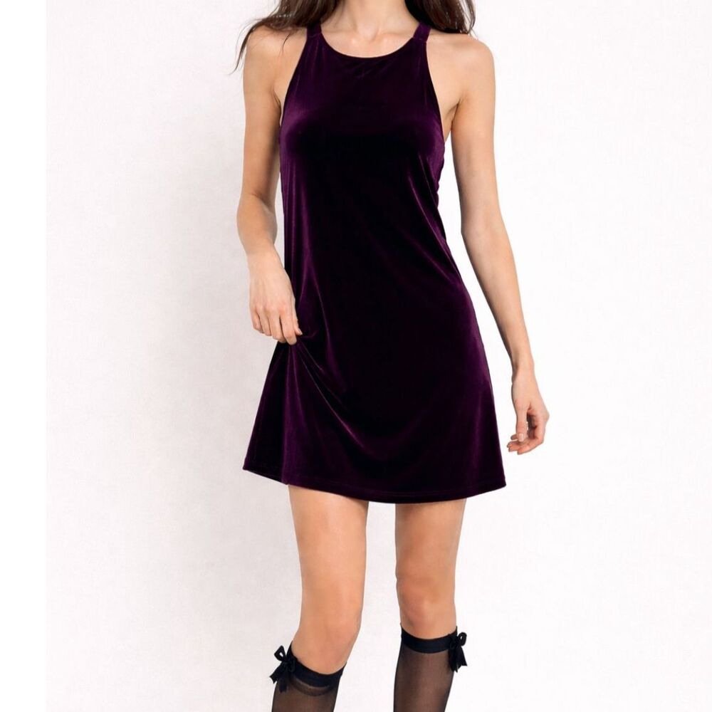 Betsey Johnson Velvet Sleeveless Mini Dress Purple Size 4